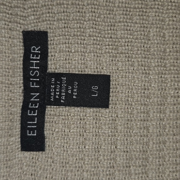 Eileen Fisher Organic Cotton Blend Funnel Neck 3/4 Sleeves Knit Top Cream Size L - Picture 6 of 7